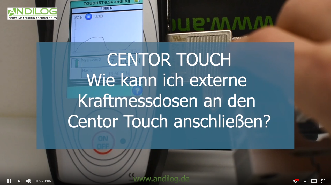 Wie kann ich externe Kraftmessdosen an den Centor Touch anschließen